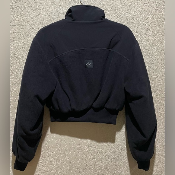 Alo Yoga NWT Polar Fleece Cropped Wintry Mix Full Zip Jacket Black Size S - Picture 8 of 11